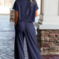 Raw Hem Loose Tee and Wide Leg Pants Set