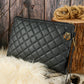 Black Quilted Leather Wallet Bag