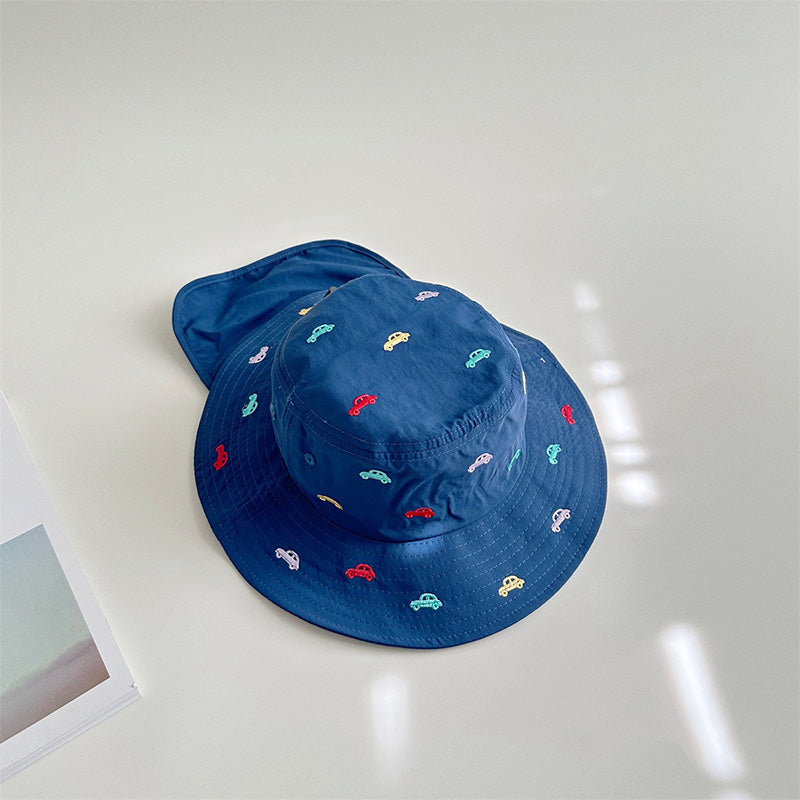 Children's Sun Protection Bucket Hat with Wide Brim and Neck Flap
