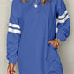 Varsity Contrast Banded Sleeve Shift Sweatshirt Dress