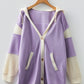 Patchwork Button Front Oversize Hoodie