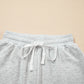 Color Block Raw Hem Pullover and Casual Shorts Set