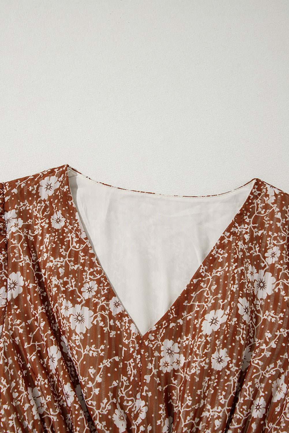 Boho Floral Ruffled Puff Sleeve V Neck Mini Dress