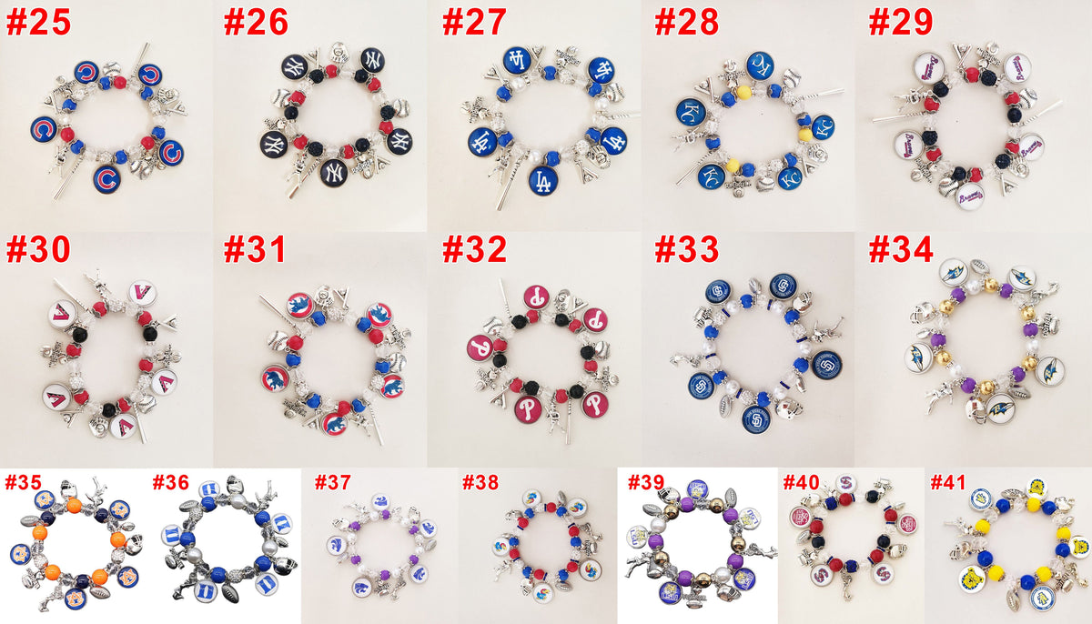 Game Day Team Charm Bead Bracelet Collection