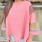 Floral Color Block Patchwork Long Sleeve Top