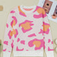 Playful Leopard Print Drop Shoulder Baggy Sweater