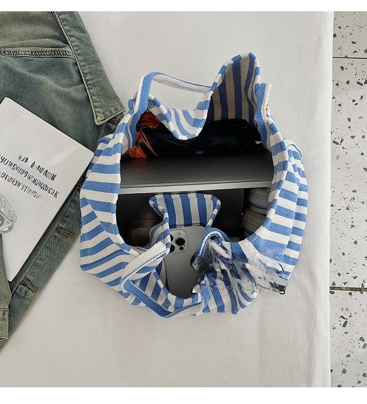 Large Capacity Striped Canvas Bag