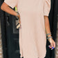 Corded Knit Crew Neck Puff Sleeve Shift Mini Dress