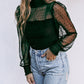 Sheer Dotty Long Sleeve Ribbed Velvet Bodysuit