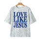 Gray Love Like Jesus Camouflage Oversized T Shirt