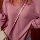 Twisted Rib V Neck Drop Shoulder Loose Sleeve Oversize Top