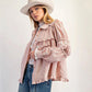 Women's Ruffled Long-sleeved Striped Shirt Jacket