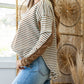 Stripe Thermal Knit Drop Shoulder Casual Top