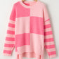 Checkered Striped Sleeve Sweater