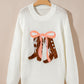 Embroidered Bow Boots Graphic Drop Shoulder Sweater