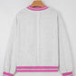 Patch Contrast Trim Crew Neck Sweatshirt