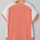 Carrot Twist Rib Colorblock Hi Low Plus Size Short Sleeve Top