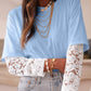 Lace Long Sleeve Insert Drop Shoulder Tee