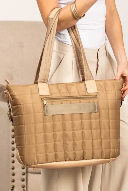 Down Handbag Quilted Zipper  Fluffy Work Tote Bag