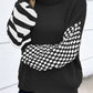 Striped and Checked Waffle Turtleneck Sweater