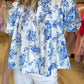 Floral Tiered Puff Short Sleeve Pleated Bust Buttoned Casual Shirt