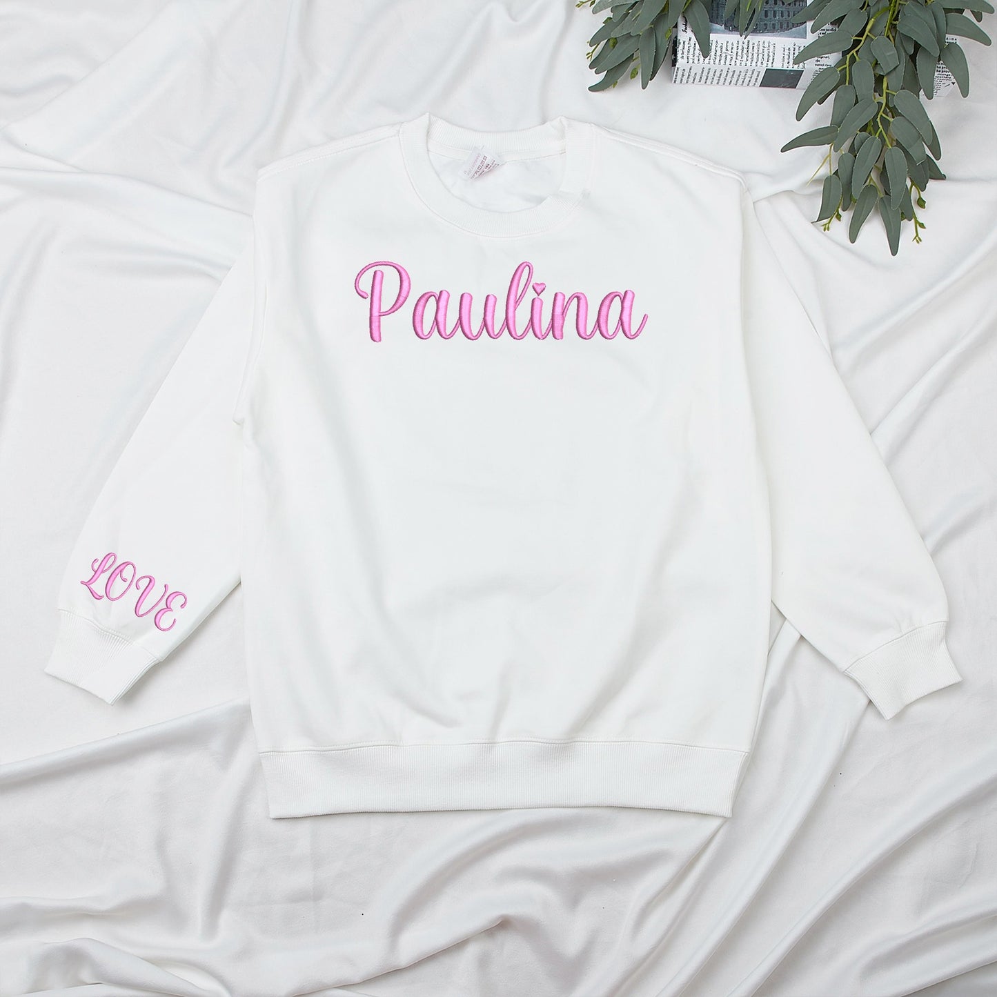 Custom Embroidered Text Crewneck Sweatshirt Round Neck Hoodie