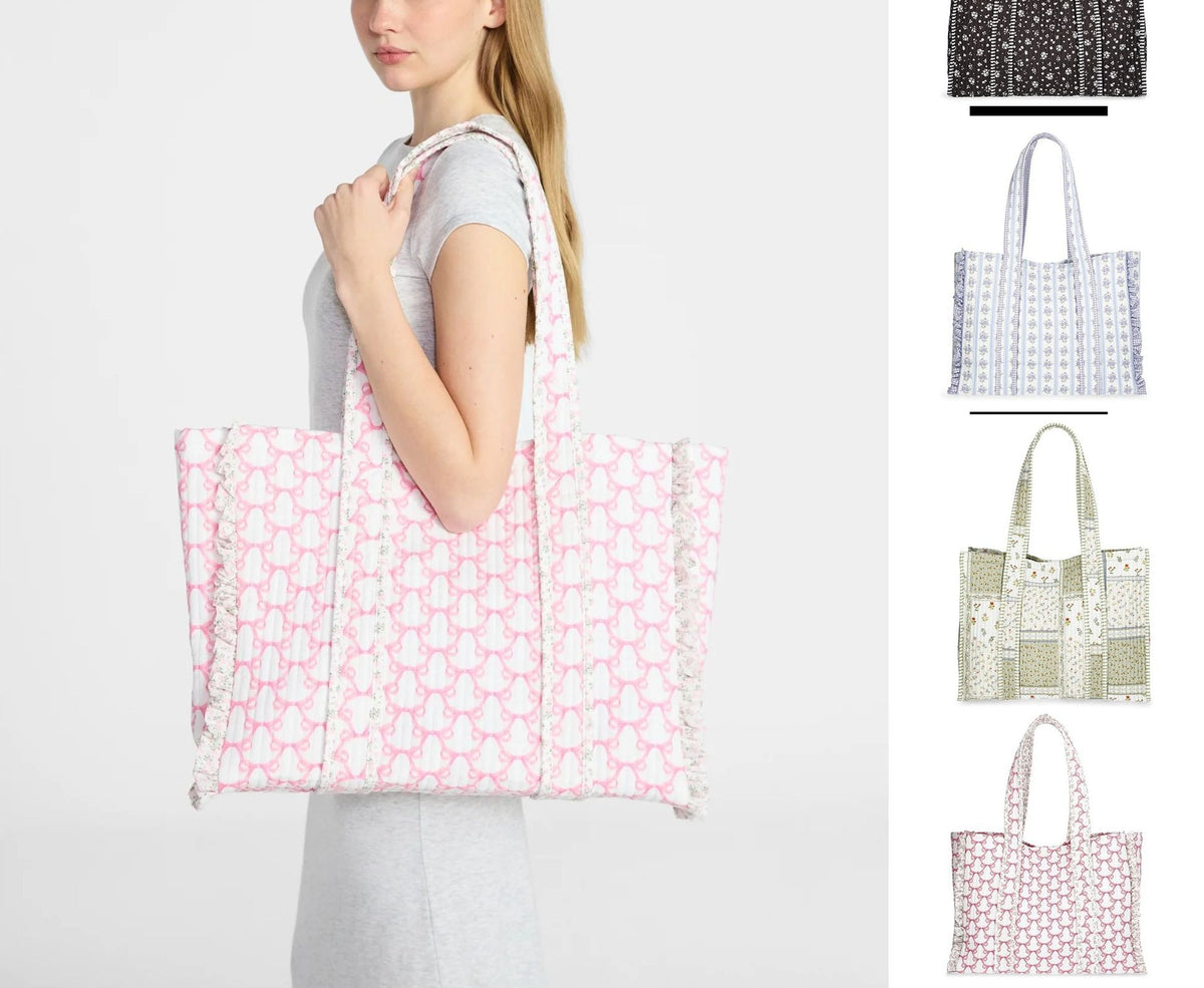 Large Capacity Ruffle Trim Quilted Puffer Tote