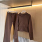 Women's Full-Zip Cropped Hoodie & Flared Pants 2-Piece Set!