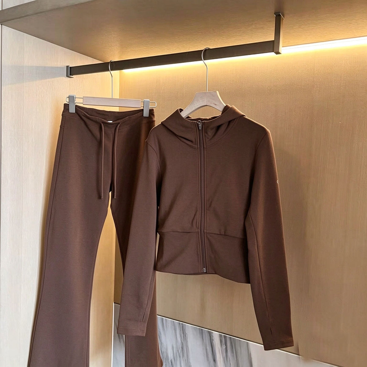 Women's Full-Zip Cropped Hoodie & Flared Pants 2-Piece Set!