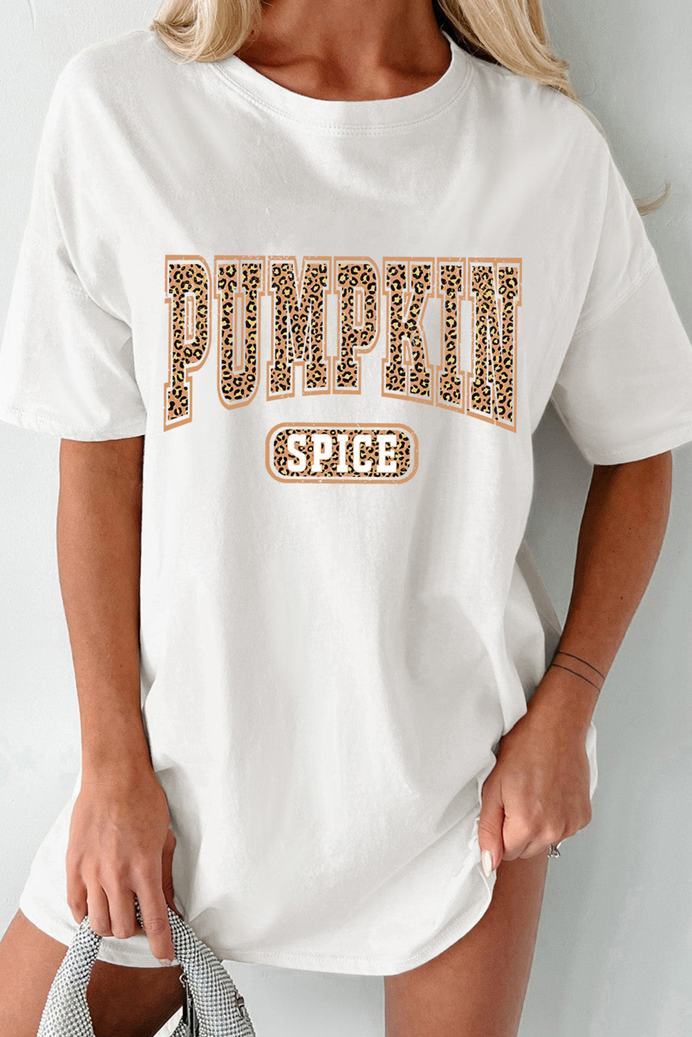 PUMPKIN SPICE Leopard Graphic Tunic T Shirt