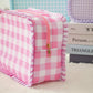 Ruffle Checker Cosmetic Bag