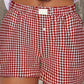 Gingham Printed High Waist Shorts