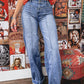 Tailored Center Seam Detail Straight Loose High Rise Jeans