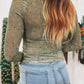 Vintage Floral Print Southern Style Mesh Long Sleeve Top