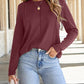 Solid Exposed Seam Crew Neck Long Sleeve Top