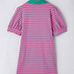 Collared V Neck Puff Sleeve Shift T Shirt Dress with Pockets