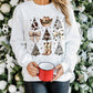 Cowgirl Bow Christmas Tree Print Drop Shoulder Sweatshirt