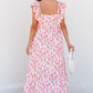 Floral Print Square Neck Ruffled Strap Maxi Dress