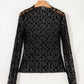 Sheer Floral Lace Long Sleeve Slim Fit Top