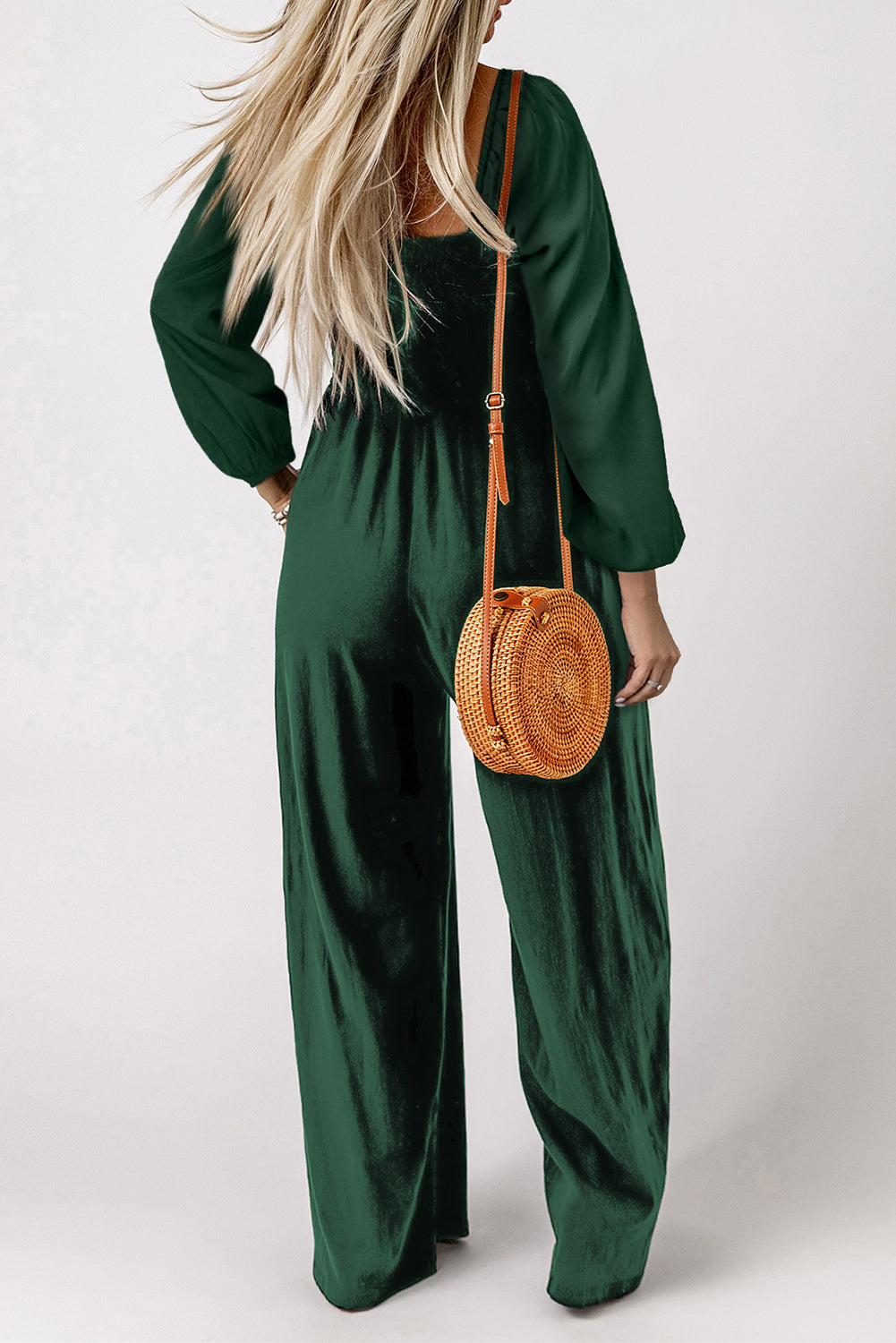 Smocked Square Neck Wide Leg Jumpsuit