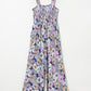 Floral Print Smocked High Waist Square Neck Jumpsuit