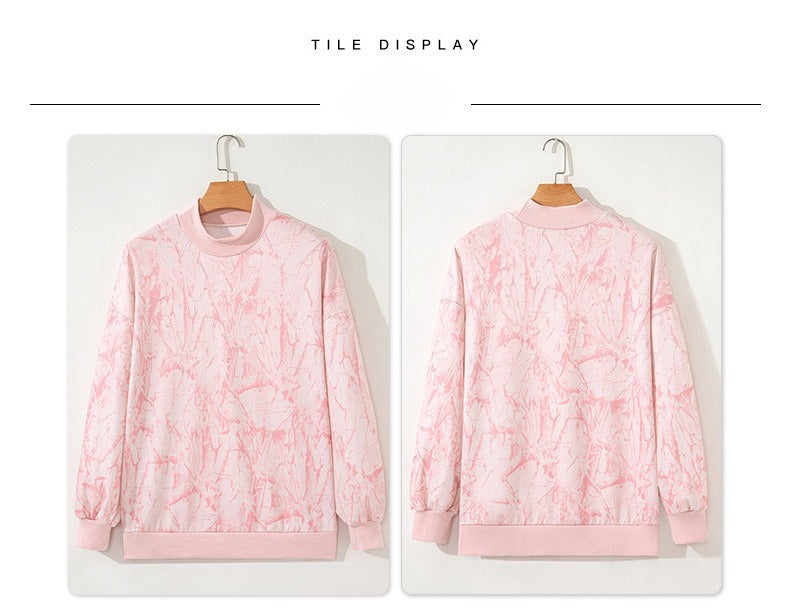 Pink Camo Mock Neck Baggy Sweatshirt