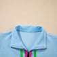 Striped Detail Flutter Sleeve Zipped Collar Short Set
