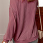 Twisted Rib V Neck Drop Shoulder Loose Sleeve Oversize Top