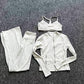 Women's Bell Bottom Pants Bra Jacket Set 3-piece Set