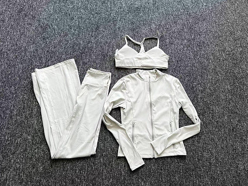 Women's Bell Bottom Pants Bra Jacket Set 3-piece Set