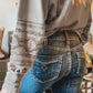 Aztec Embroidered Western V Neck Sweatshi