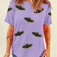 Sequin Halloween Bat Patched Casual T Shirt