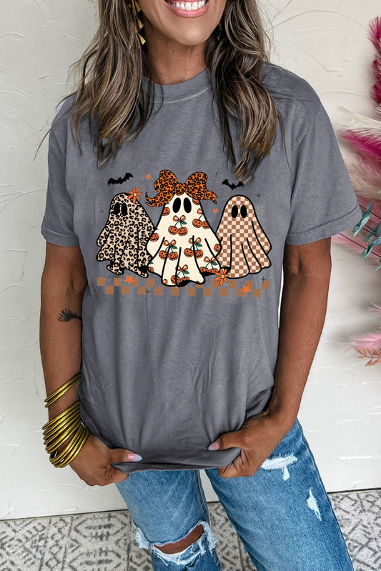 Cute Halloween Ghost Printed Womens Casual Tee