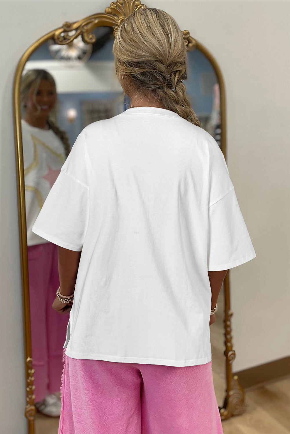 Drop Shoulder Half Sleeve Loose Tee